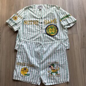 Vintage‎ Fighting Irish Notre Dame Women's Shorts Pajama Set By Esleep Sz L / XL
